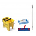 Seau de lavage Bi-bacs 2x8 litres ELARA avec manche et franges microfibre